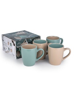 Shallow Moire 4-Piece Mugs Set Kitchen Dinnerware, Ceramic, Stoneware 385ml - Two Tone  - Image 4