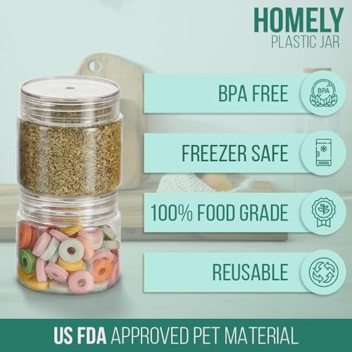 SCL Steelo Steelo Homely Plastic Kitchen Jar Container Set Kitchen Organiser Air Tight Jar Container Set Fridge safe US FDA Approved PET Food Grade Heavy Duty Material, BPA Free (Clear, 350 ml, Pack of 6) - Image 2
