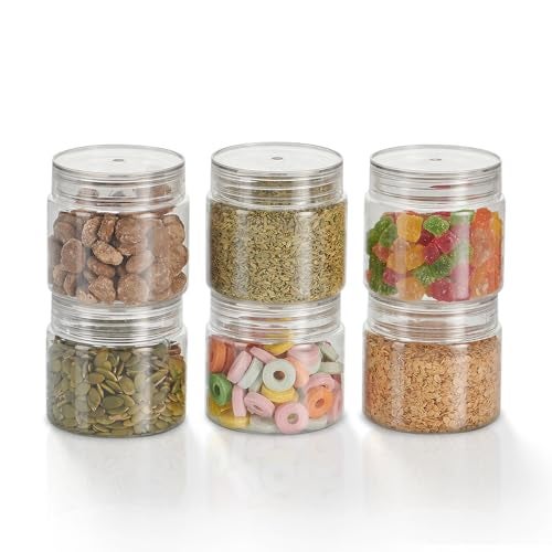 SCL Steelo Steelo Homely Plastic Kitchen Jar Container Set Kitchen Organiser Air Tight Jar Container Set Fridge safe US FDA Approved PET Food Grade Heavy Duty Material, BPA Free (Clear, 350 ml, Pack of 6) - Image 1