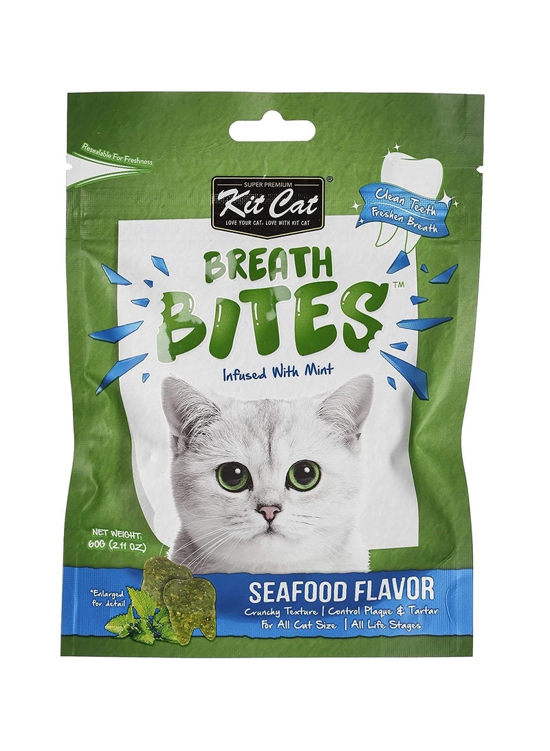 Kit Cat Breath Bites Seafoods Flavor Infused Mint Cat Treats 60g - Image 1