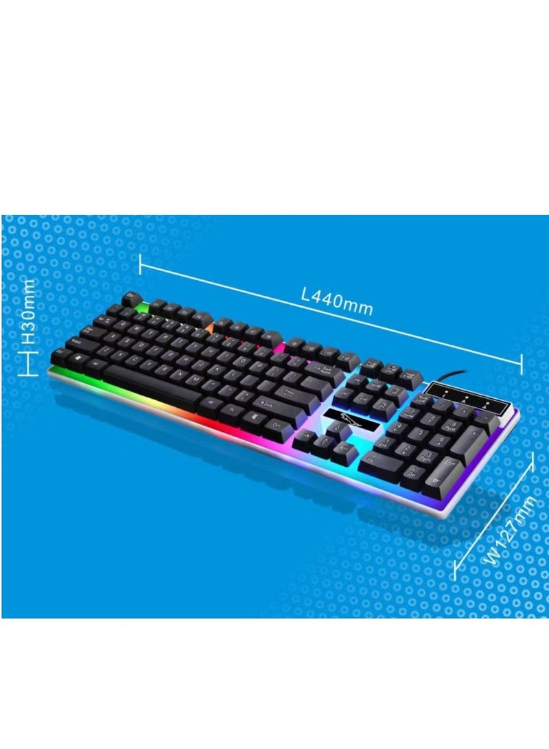 Wired USB keyboard - color backlit, durable material, plug and play, suitable for office and gaming - Image 2