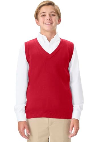 Classroom School Uniforms boys Uniform sweater vests, Red, Medium US - Image 2