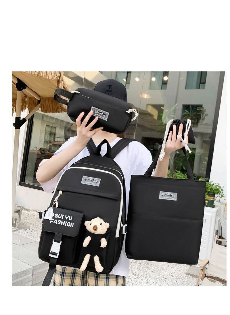 GUIYUBAG - 4-Piece Schoolbag Set Black - Image 1