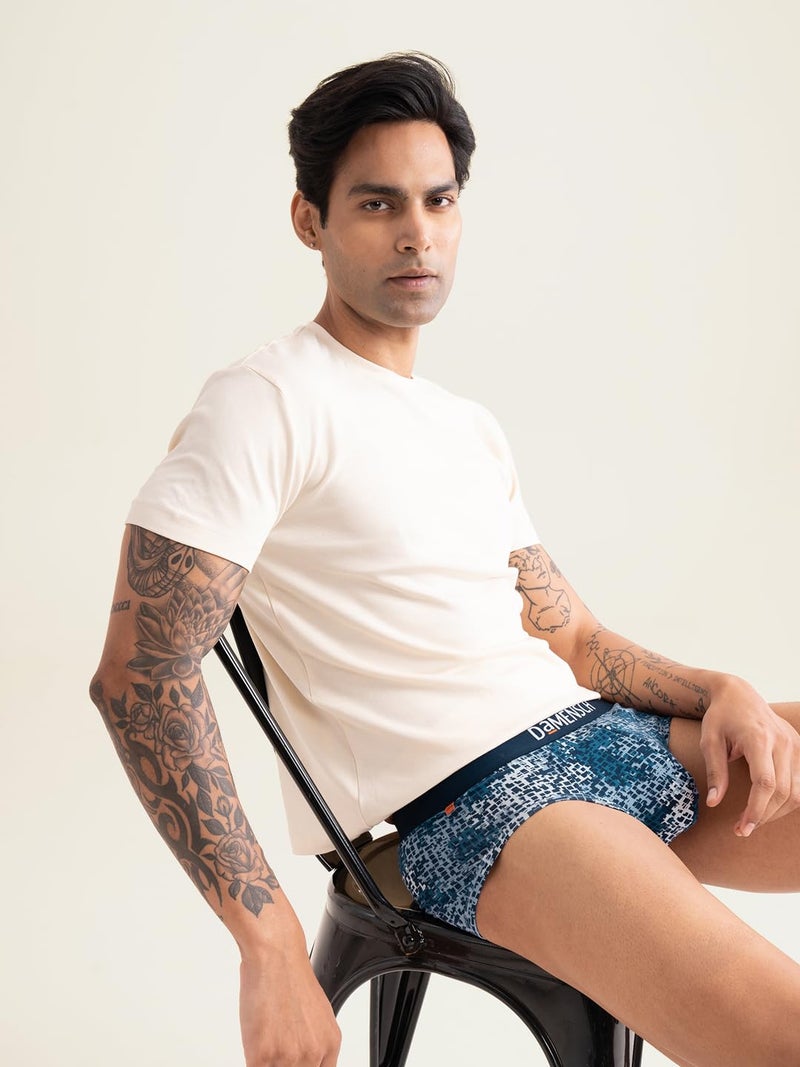 DAMENSCH Men's Deo-Cotton Deodorizing Printed Briefs- Pack of 1- Soft Chambray- Large - Image 5