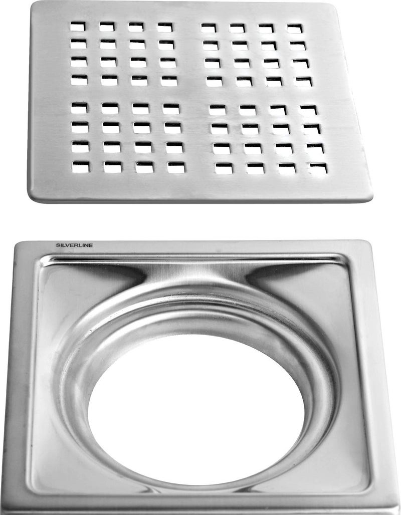 Silverline SILVER LINE Stainless Steel Bathroom Drain, Floor Jali, MATT Finish, Size 6" x 6" (SS4-150-4) - Image 2