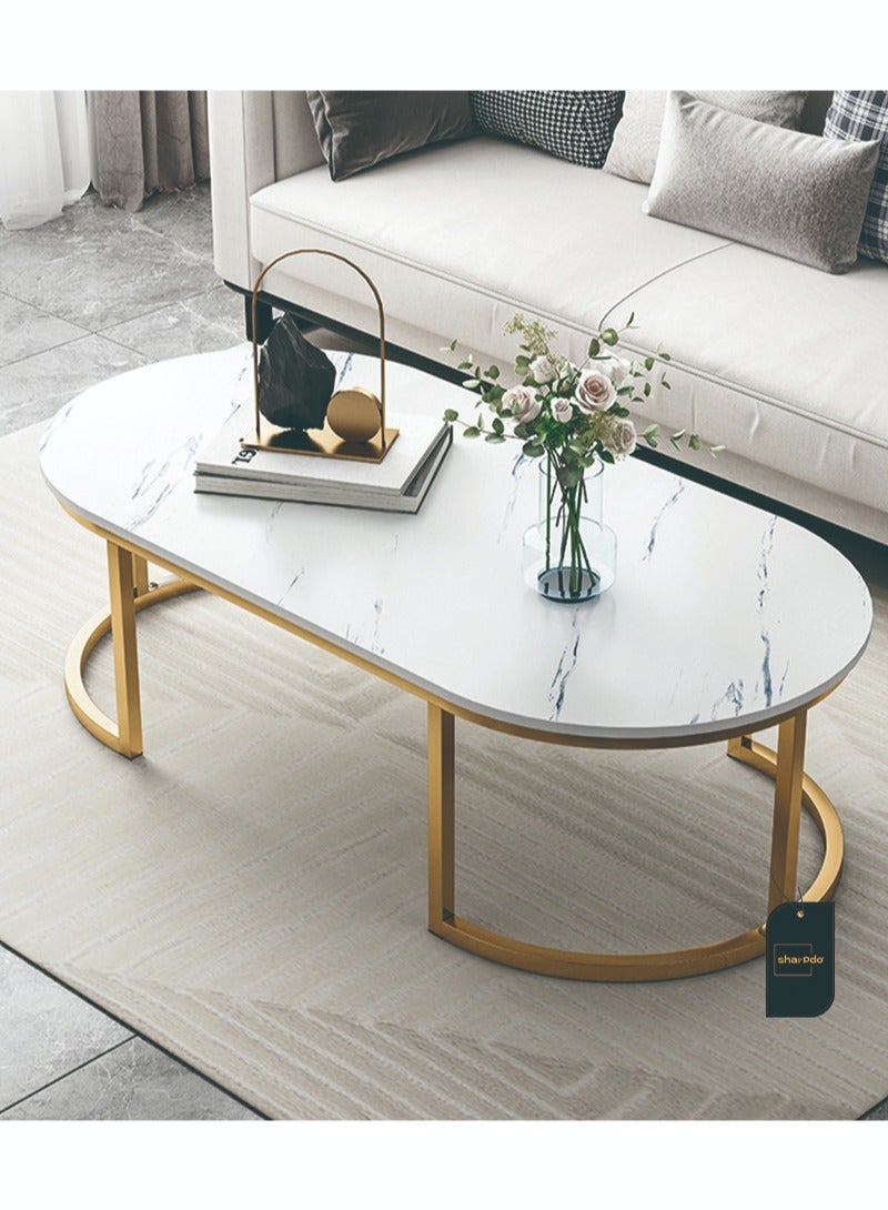 Sharpdo Modern Design Luxury Coffee Tables Living Room With Storage Round Marble Design Nightstands Wooden Mesas Bajas Home Furniture 100*50*45cm - Image 2