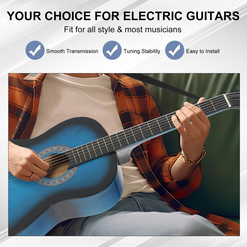 CoolShef طقم أوتار جيتار كهربائي لـ 6 أوتار، فولاذ مطلي بالنيكل (09-42)، 1 طقم مع 8 ريش، أوتار جيتار كهربائي مضيئة، - Image 5