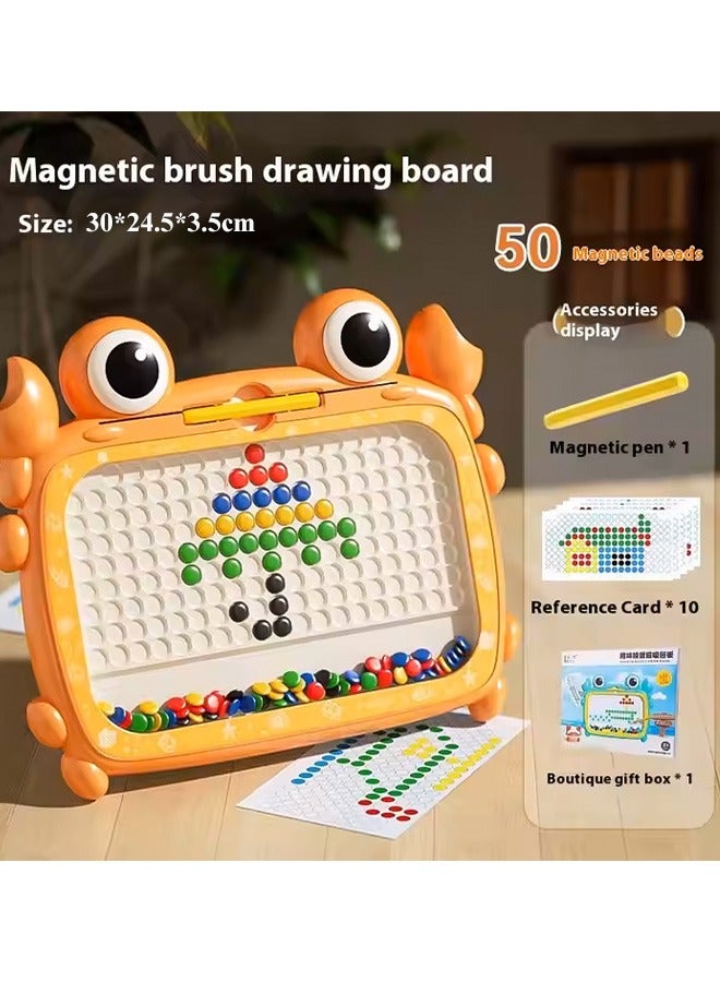 Magnetic Drawing Board, Magnetic Dots Board with 50 Dot Beads and 10 Pattern Booklets, Early Learning Sensory Art Toys, Large Magnet Sketch Tablet, Magna Dots Doold Pad, Montessori Toys, Mess Free Drawing Board, Preschool Educational Toys, Mess Free Drawing Board, Preschool Travel Gifts for Boys Girls  - Image 2