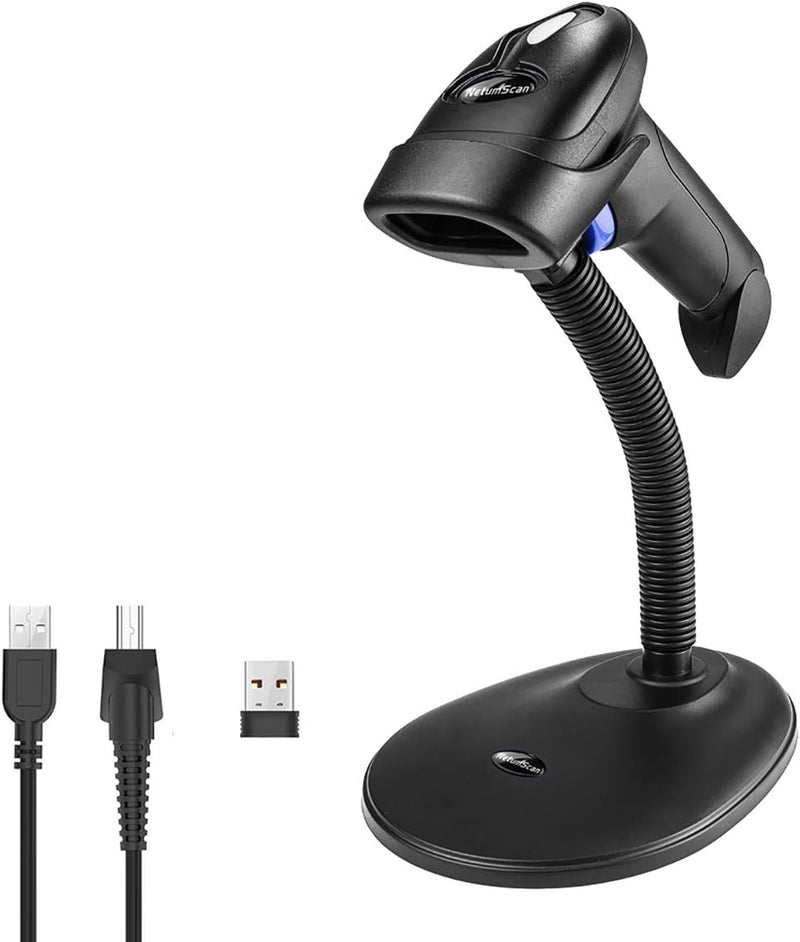 NetumScan Wireless Barcode Scanner Automatic 2.4G USB Barcode Reader with Hands-Free Adjustable Stand Compatible with PC Computers Mac Windows Laptops NSI6-X - Image 1