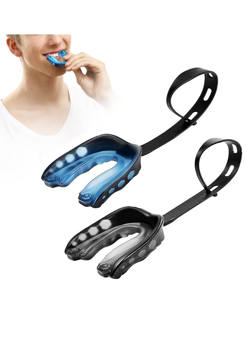 Generic 2 Pack Set Of Professional Youth Football Teeth Guard With Soft Sports Teeth Guard Suitable For Boxing, Adult Vibration, Doctor'S Teeth Guard, Blue+Black  - Image 1
