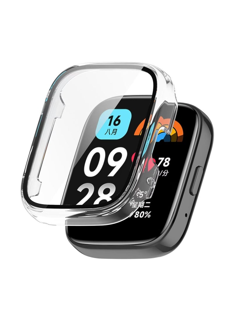 Protective Case Compatible with Xiaomi Redmi Watch 3 Lite/Redmi Watch 3 Active 9H Hardness PC Case Bumper Full Slim Protective Cover with Tempered Glass (Clear)  - Image 1