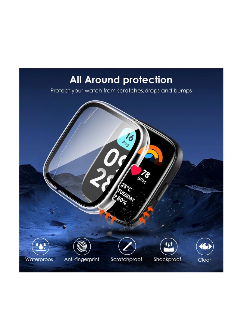 Protective Case Compatible with Xiaomi Redmi Watch 3 Lite/Redmi Watch 3 Active 9H Hardness PC Case Bumper Full Slim Protective Cover with Tempered Glass (Clear)  - Image 2