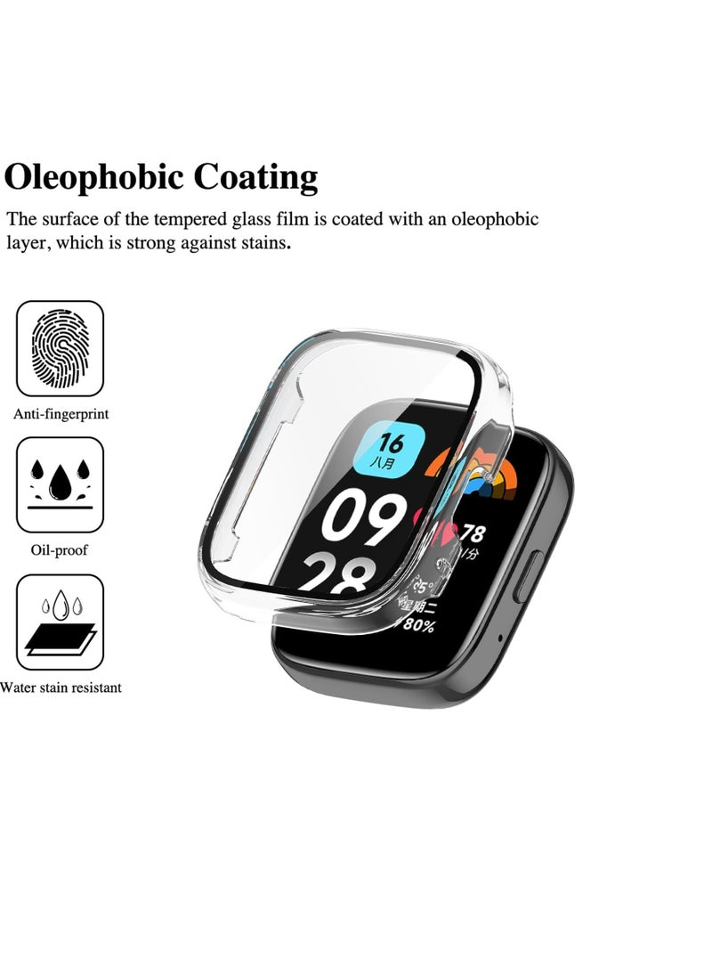 Protective Case Compatible with Xiaomi Redmi Watch 3 Lite/Redmi Watch 3 Active 9H Hardness PC Case Bumper Full Slim Protective Cover with Tempered Glass (Clear)  - Image 4