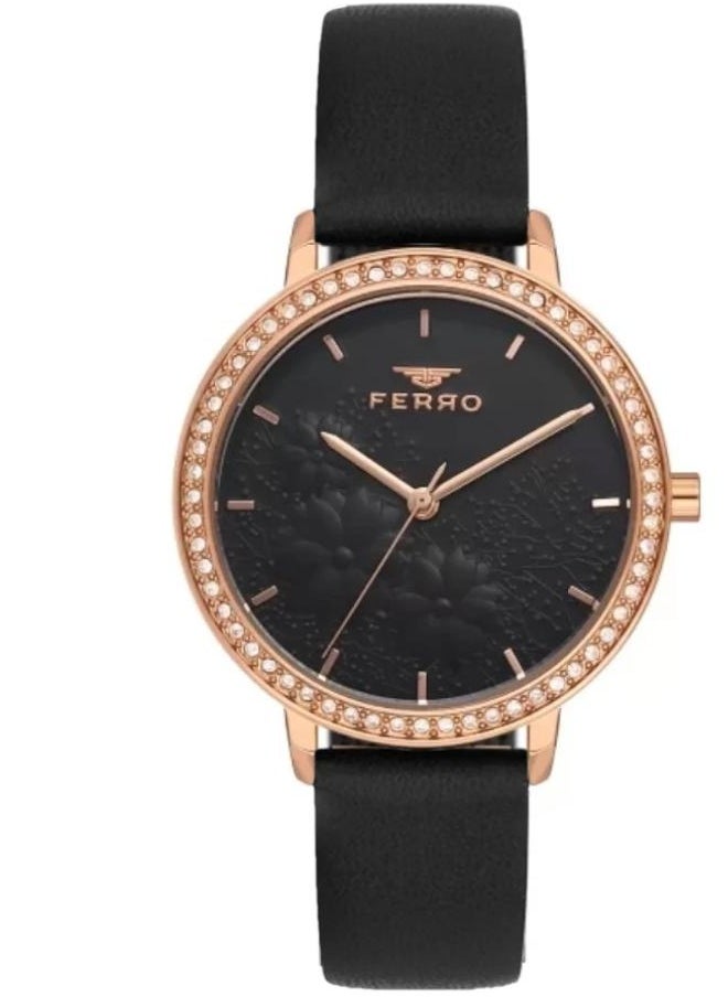 FERRO - FL21242B-R,Watches for Women , analog , Leather strap - Image 1