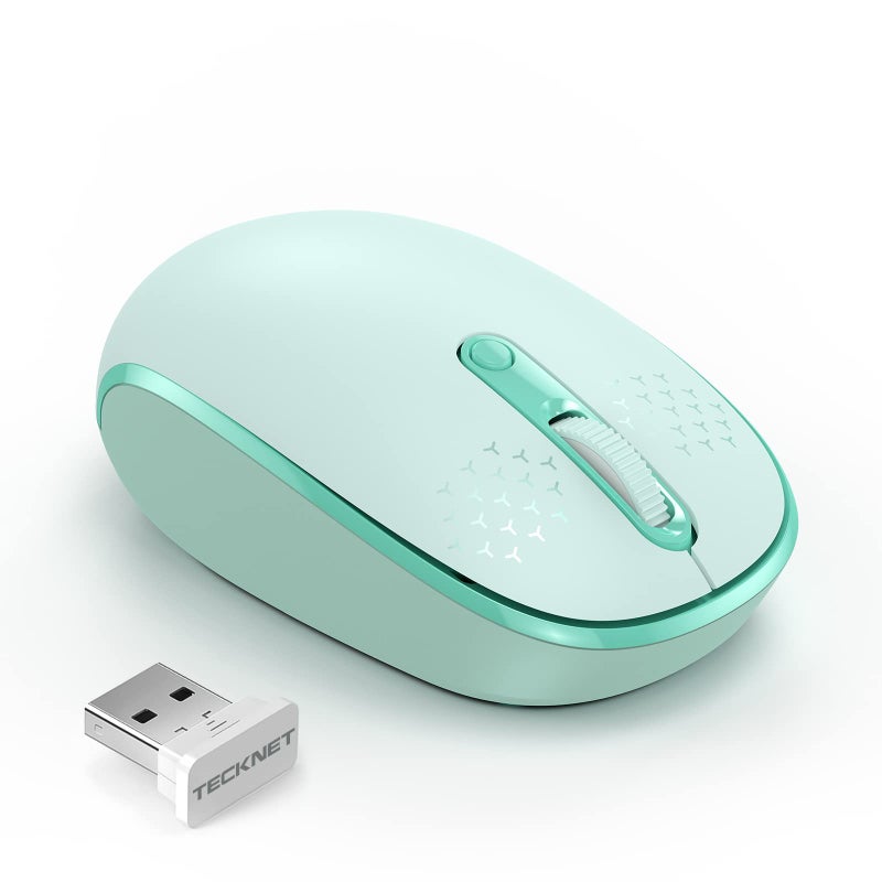 TECKNET Wireless Mouse for Laptop, 2.4G Quiet Computer Mouse with USB Receiver, 4 Buttons Portable Cordless Mice for Chromebook, Laptop, PC, Mac, 800/1200/1600 DPI - Mint Green - Image 1