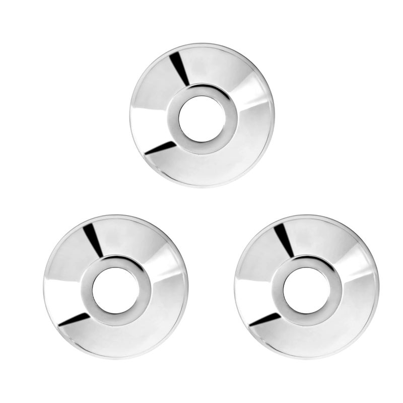 NEW WARE لوحة جدار من الفولاذ المقاوم للصدأ مطلية بالكروم مع فلانج دائري لصنابير المطبخ وصنابير الحمام (فلانج CP دائري 15 مم) (عبوة من 3) - Image 2
