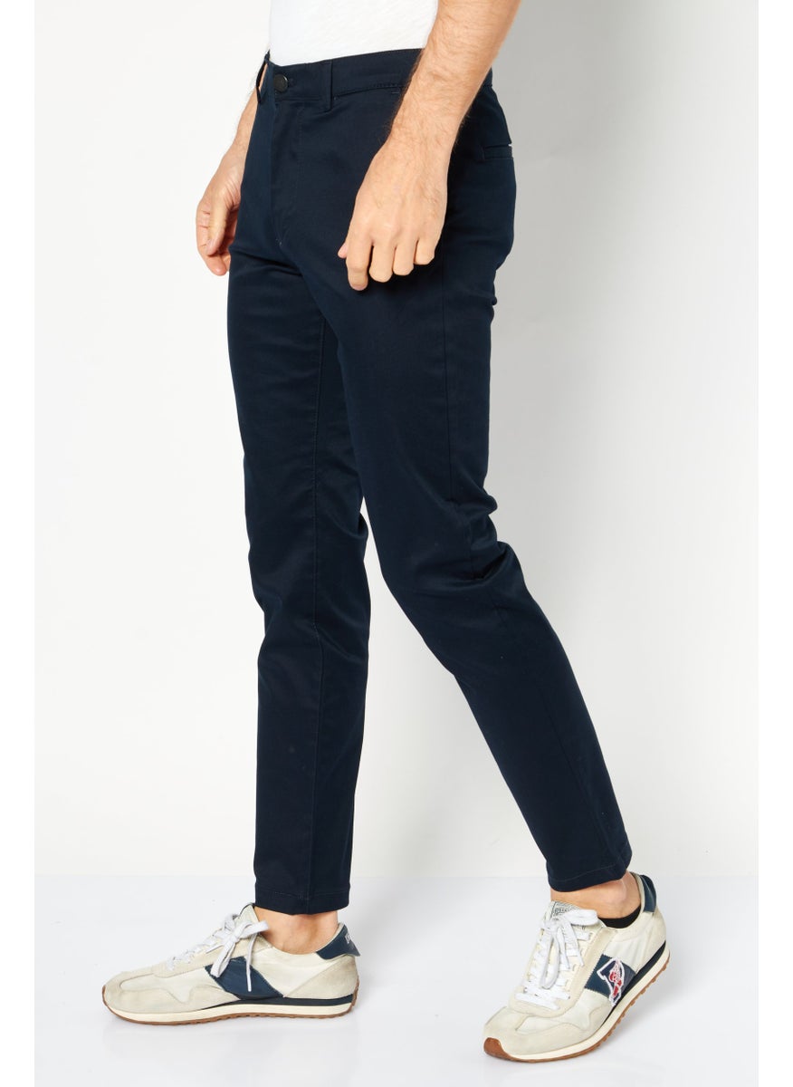 Selected Homme Men Slim Fit Solid Chino Pants, Navy  - Image 4