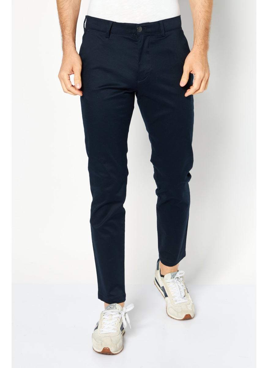 Selected Homme Men Slim Fit Solid Chino Pants, Navy  - Image 1