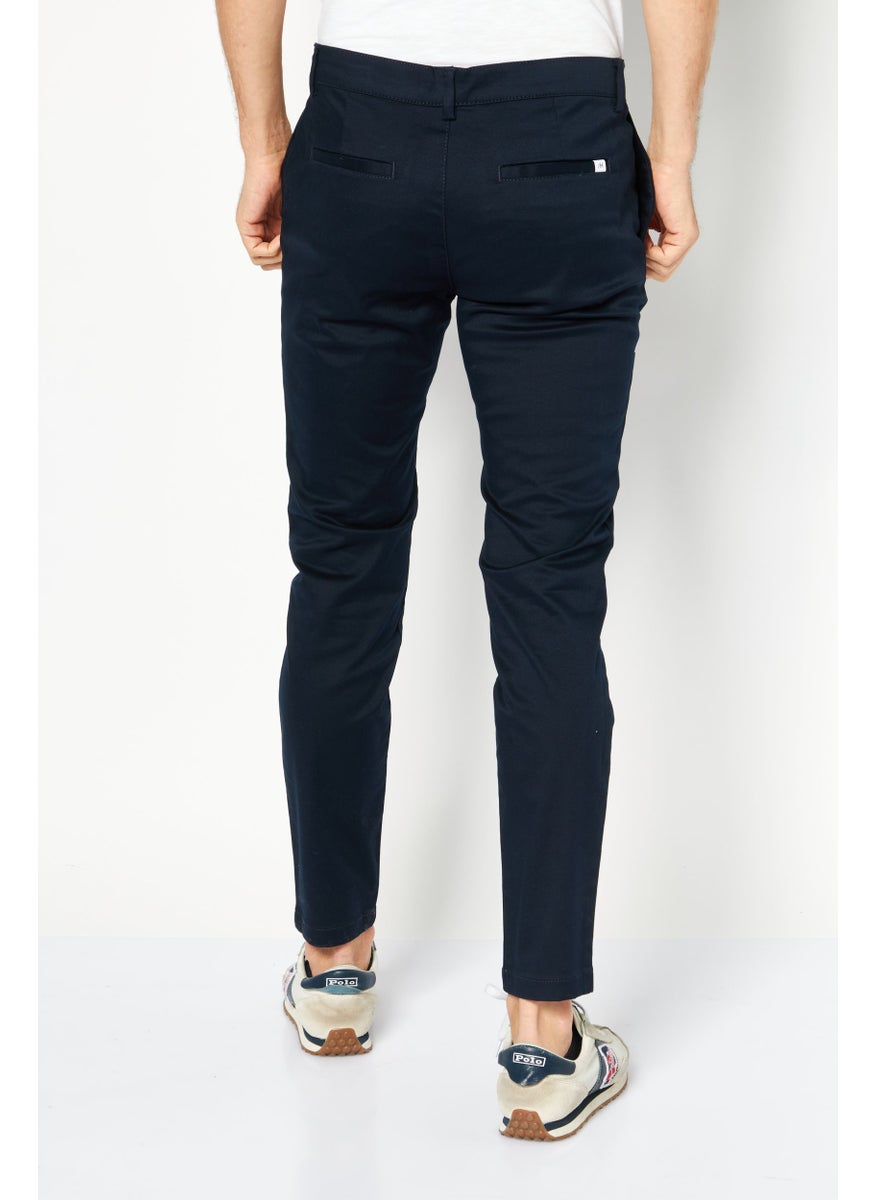 Selected Homme Men Slim Fit Solid Chino Pants, Navy  - Image 2