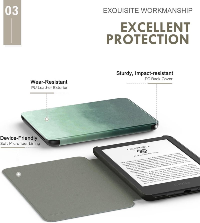 MoKo Case Fits 6" All-New Kindle (11th Generation-2024/2022 Release), Lightweight Shell Cover with Auto Wake/Sleep for Kindle 2024/2022 11th Gen e-Reader, Pine Green - Image 4