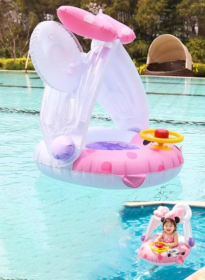 TAPIT Baby pool float Swimming Pool Float Boat with Sun Protection Canopy Inflatable Pool Float Yacht Ring Awning Inflatable Swimming Training Float Seat for Boys Girls Summer Outdoor Party Favor - Image 1