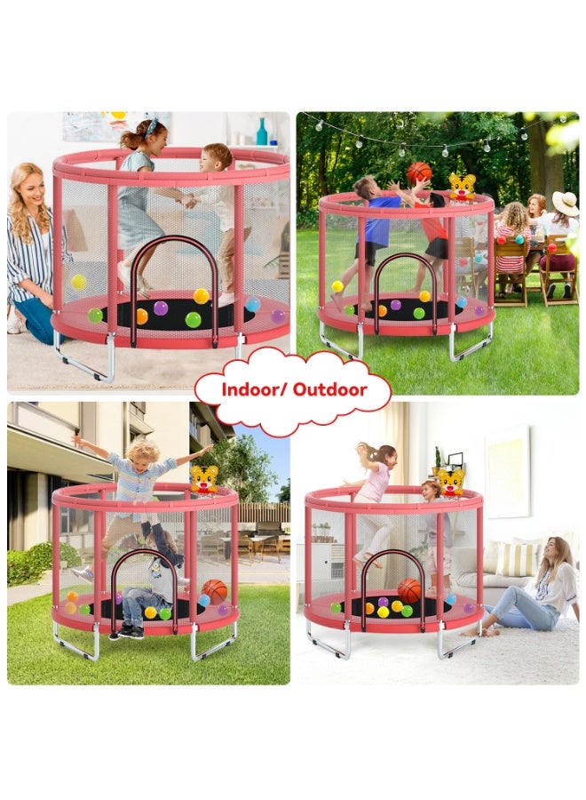 Amoyls Kids Trampoline with Safety Enclosure 360, Basketball Hoop, Ocean Balls, Thickened Pad - Image 4