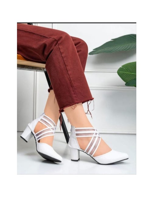 Crozier Leather heel stylish for women - White