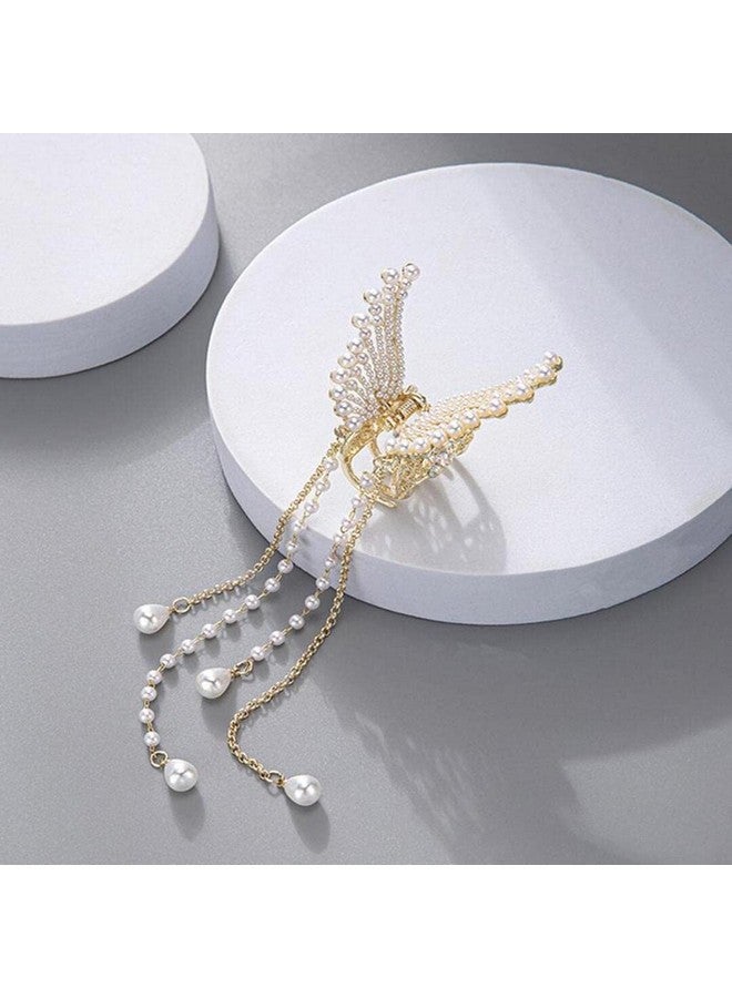 ANNACREATIONS Korean Style Gold Metal Pearl Geometric Stone Lock Hair Pins Hair Clip Hair Accessories Jewellery for Women And Girls (Pack of 2 Pcs) (White & Gold (2 Pcs)) - Image 4