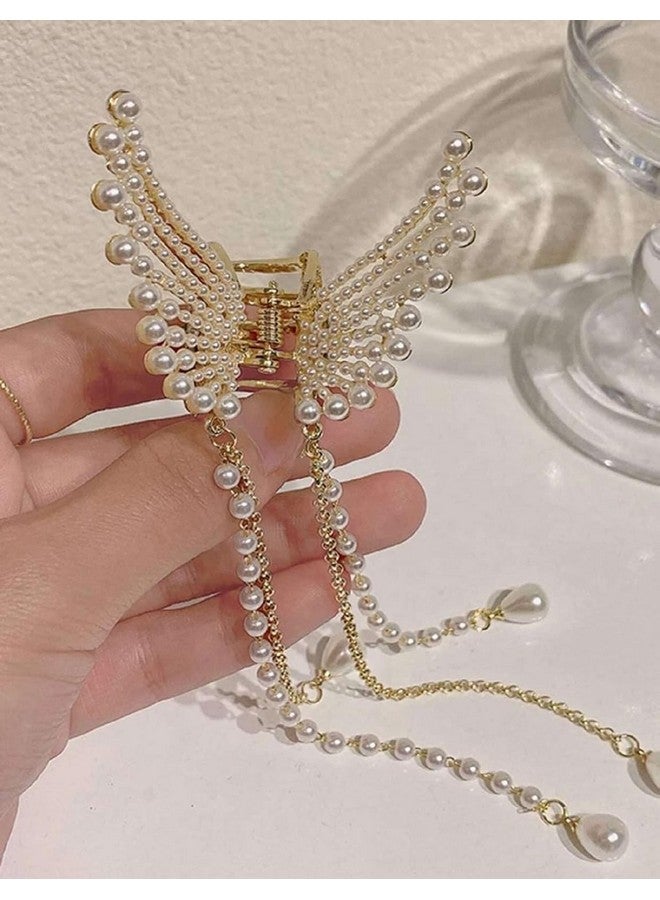 ANNACREATIONS Korean Style Gold Metal Pearl Geometric Stone Lock Hair Pins Hair Clip Hair Accessories Jewellery for Women And Girls (Pack of 2 Pcs) (White & Gold (2 Pcs)) - Image 5