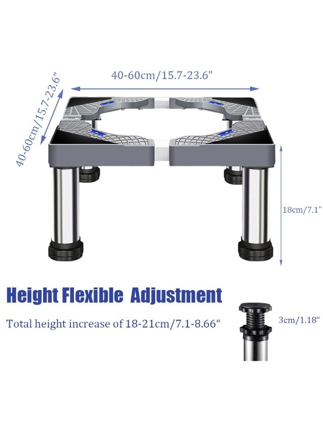 YelaJoy Washing Machine Stand, 4Legs Adjustable Washer Stand Height( 18-21cm ), Washing Machine Base Fridge Stand Width 40-60 cm for Washer Cookers, Fridges, Max Load 150KG - Image 2