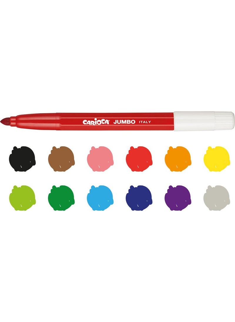 carioca Jumbo Super Washable Felt Tip Crayons 12 Pack 40569  - Image 2