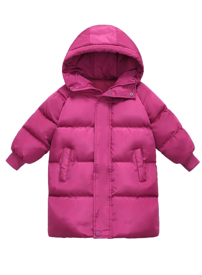 Cotton-padded Jacket For Men And Women, Mid-length, Thickened Winter Fur Collar Hooded Coat, Autumn And Winter New Children's Clothing