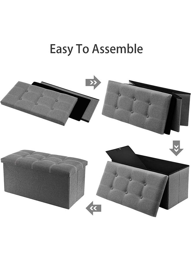 Organizer Storage Bench,Foldable Storage Box,Upholstered Seat,Space Saving Toy Box for Bedroom/Kids Room/Storage Room(Gray)