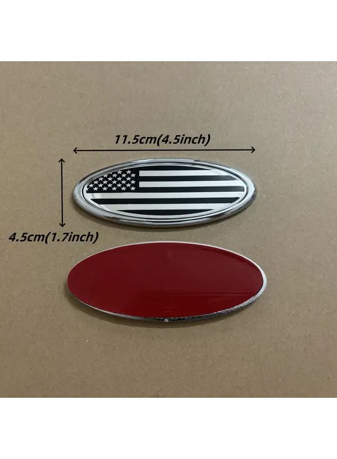 Gray American Flag Sticker For Car Front Grille Rear Bumper Tailgate 11 5cm Oval Badge - Image 4