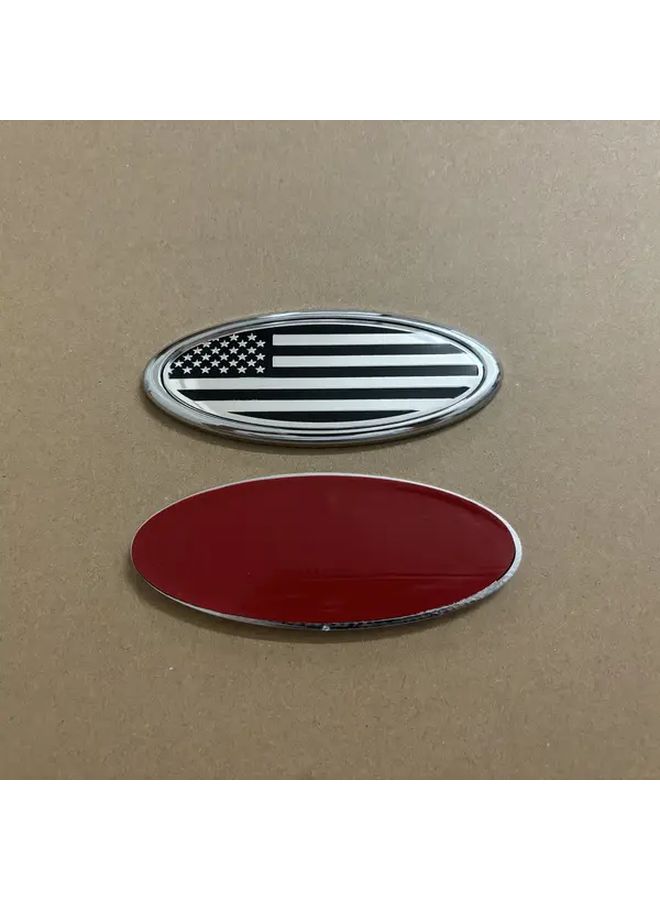 Gray American Flag Sticker For Car Front Grille Rear Bumper Tailgate 11 5cm Oval Badge - Image 5