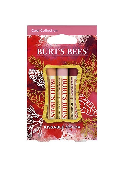 Burt's Bees Burt's Bees Kissable Color Holiday Gift Set, 3 Lip Shimmers in Gift Box - Cool Collection in Watermelon, Apricot and Grapefruit 