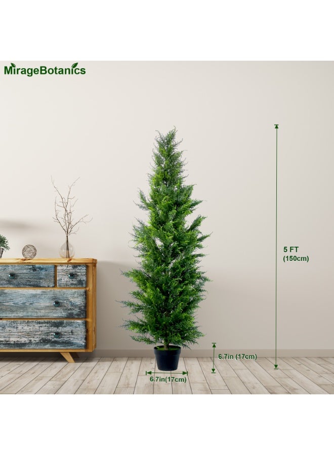 MirageBotanics 150cm Artificial Cedar Tree Outdoor Front Porch Decor Faux Cedar Tree, Fake Pine Tree in Black Planter with UV Resistant Coating - Image 4