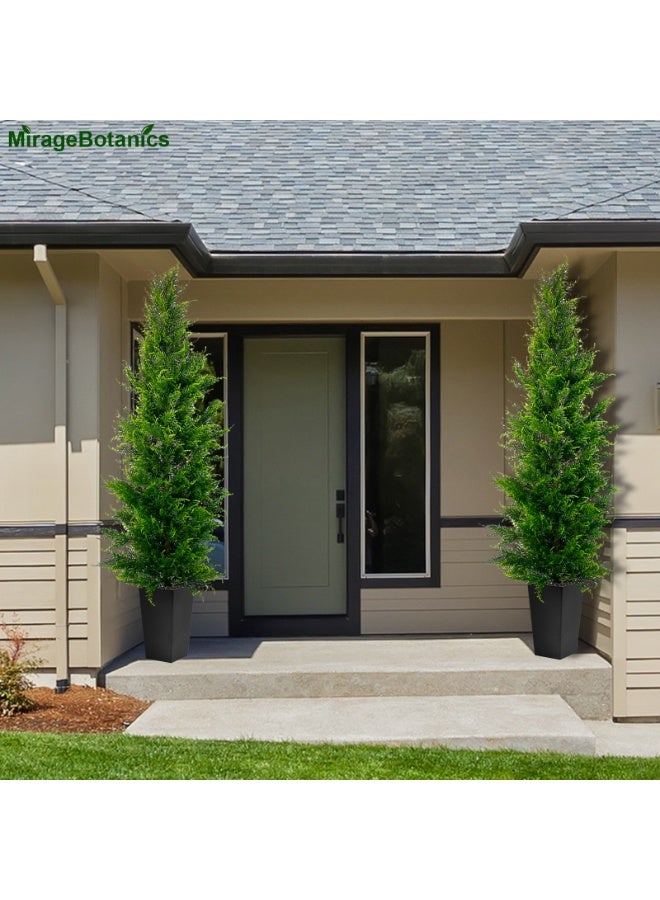 MirageBotanics 150cm Artificial Cedar Tree Outdoor Front Porch Decor Faux Cedar Tree, Fake Pine Tree in Black Planter with UV Resistant Coating - Image 3