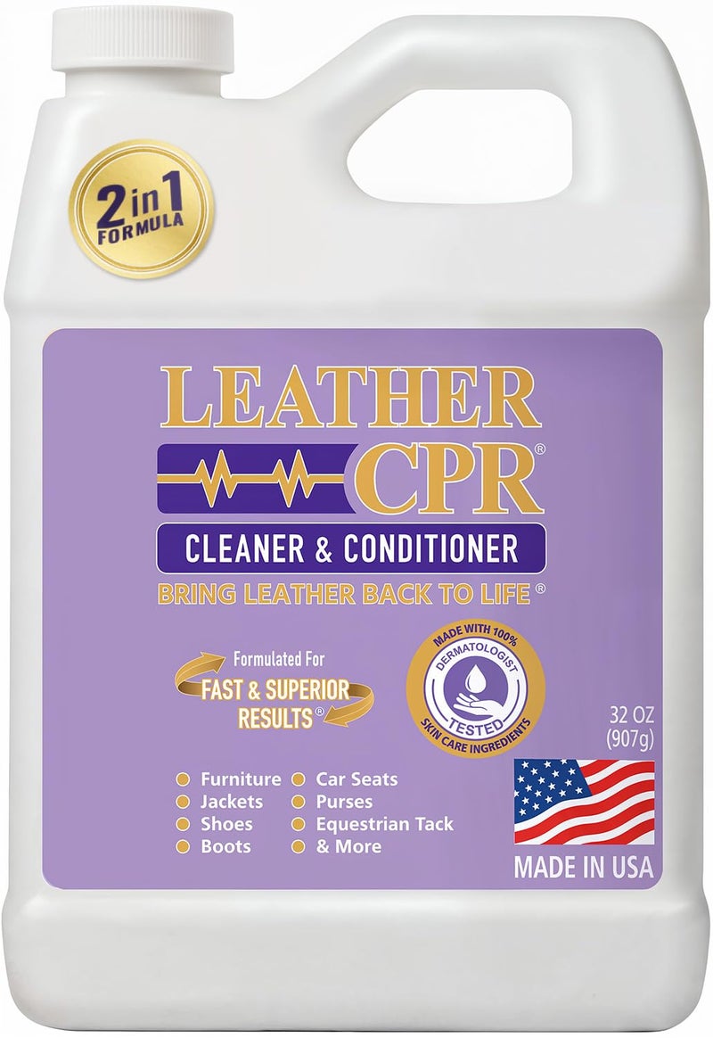 Leather CPR Leather Cleaner And Conditioner - Cleans, Conditions, Restores & Protects Leather Furniture, Handbags, Car Seats, Interior, Jackets, Boots, Purses, Shoes, Couch, Saddles, Tack & More - Image 1