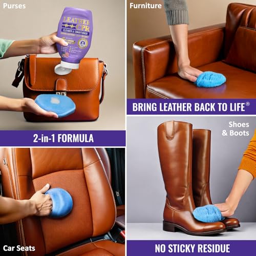 Leather CPR Leather Cleaner And Conditioner - Cleans, Conditions, Restores & Protects Leather Furniture, Handbags, Car Seats, Interior, Jackets, Boots, Purses, Shoes, Couch, Saddles, Tack & More - Image 3