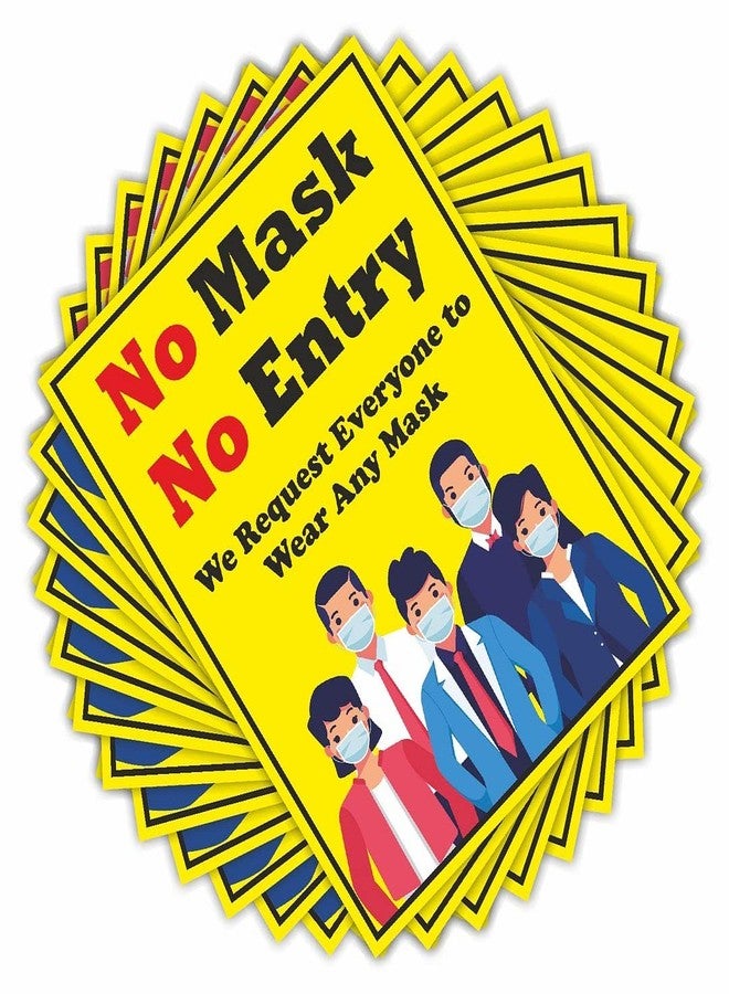 CVANU Covid-19 Prevention Poster No Mask No Entry Corona Safety Sticker/Guidelines Warning Sign Use For Safety Purpose, Industrial And Indoor/Outdoor Environment (15pcs) - Image 3