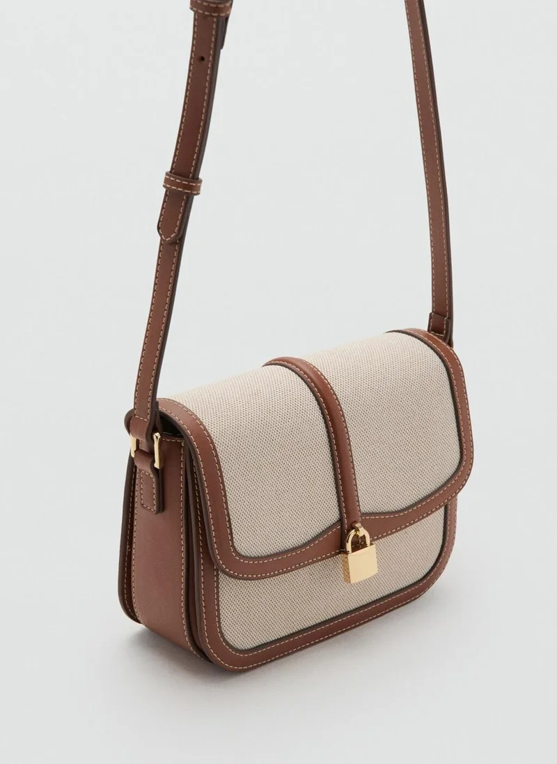 مانجو Contrasting canvas shoulder bag