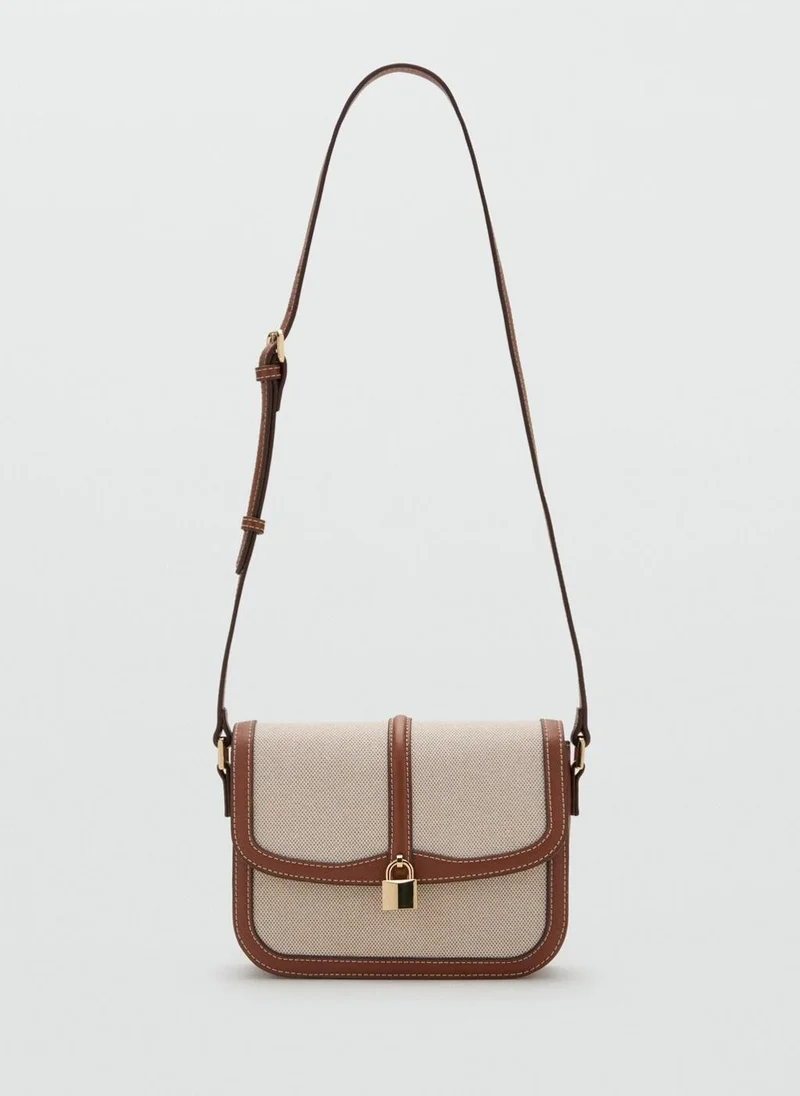 مانجو Contrasting canvas shoulder bag