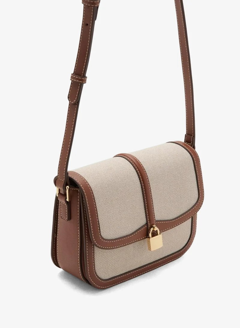 MANGO Contrasting canvas shoulder bag