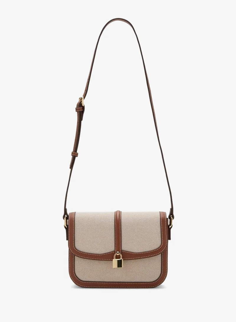 MANGO Contrasting canvas shoulder bag