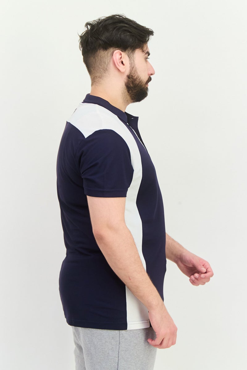 PUMA Men Sportswear Fit Short Sleeves Training Polo Shirt, Navy/White - Image 3