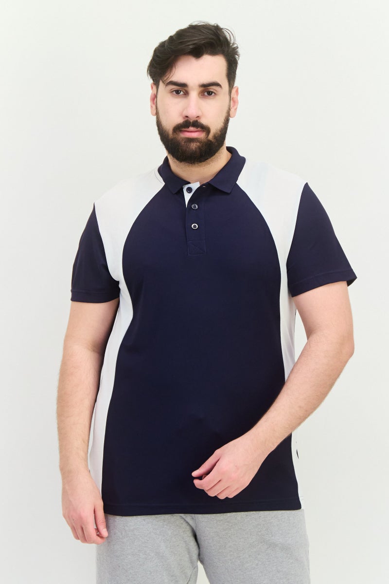 PUMA Men Sportswear Fit Short Sleeves Training Polo Shirt, Navy/White - Image 1