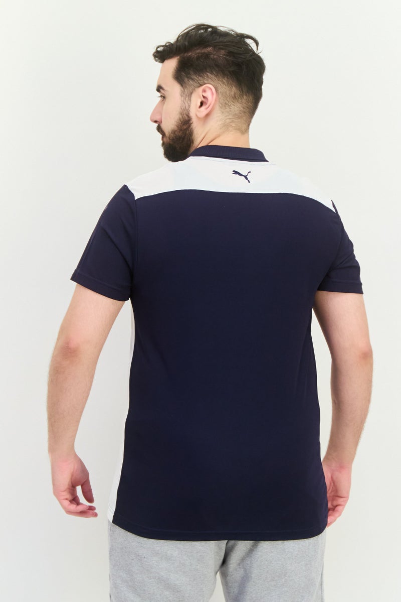 PUMA Men Sportswear Fit Short Sleeves Training Polo Shirt, Navy/White - Image 4