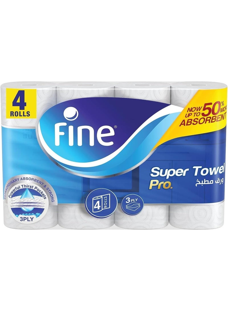 Fine Super Towel Pro - Super Mega Roll Paper Towels, 3-Ply for Maximum Absorbency & Strength - Image 1