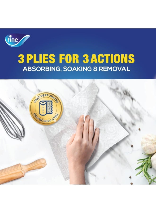 Fine Super Towel Pro - Super Mega Roll Paper Towels, 3-Ply for Maximum Absorbency & Strength - Image 3